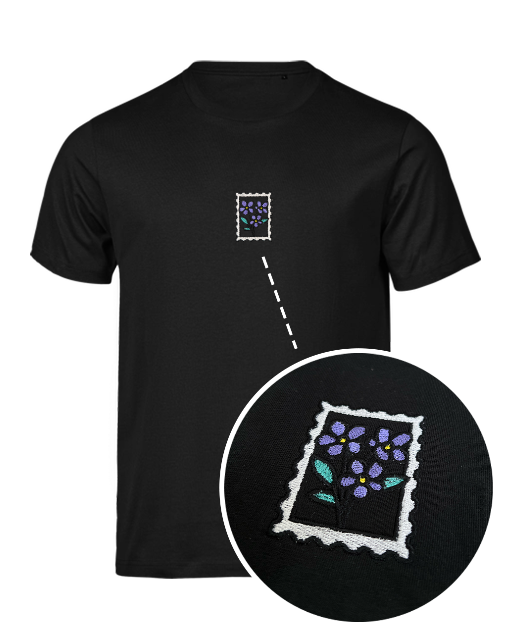 Bavlněné tričko s výšivkou Fialka