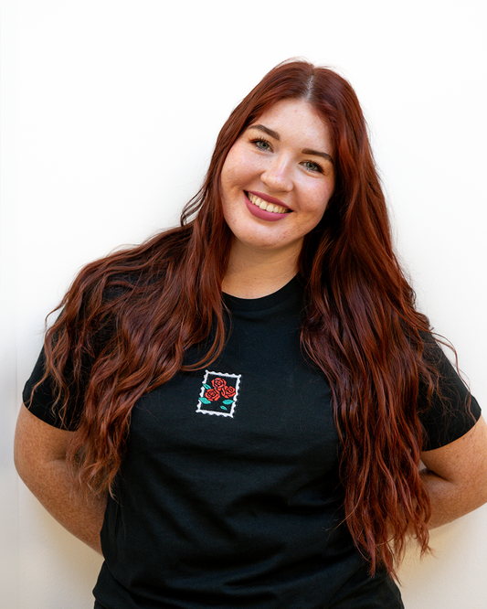 Bavlněné tričko s výšivkou Růže