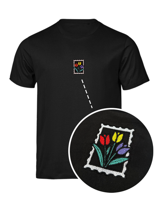 Bavlněné tričko s výšivkou Tulipány