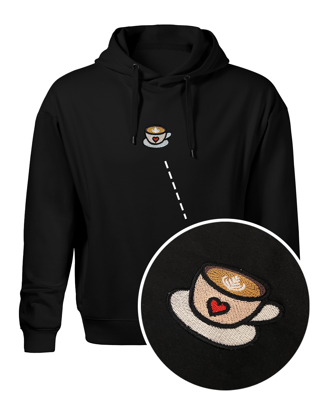 Bavlněná mikina s výšivkou Šálek kávy