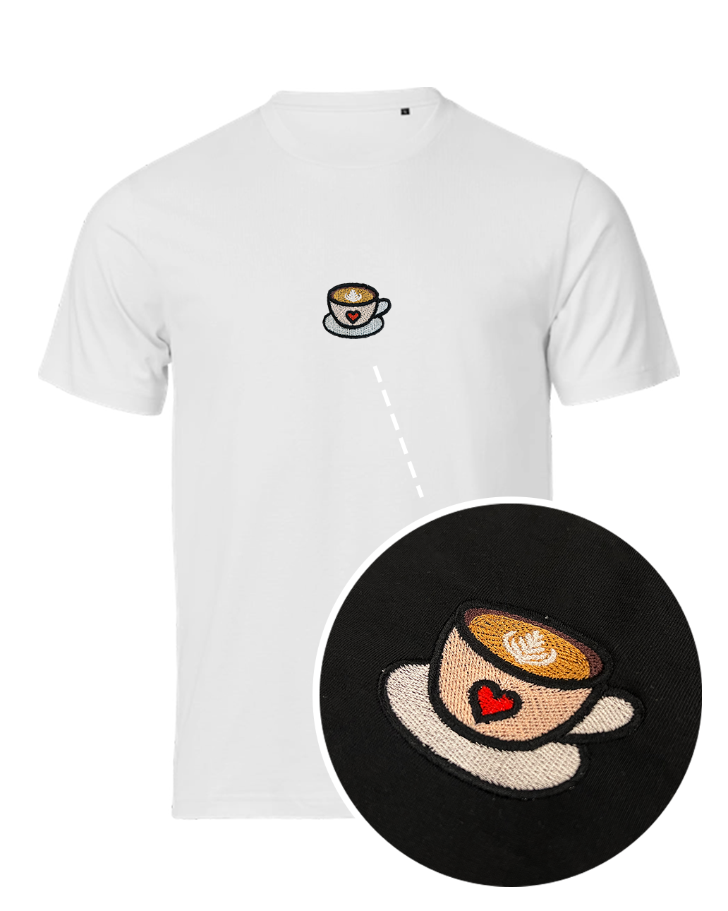 Bavlněné tričko s výšivkou Šálek kávy