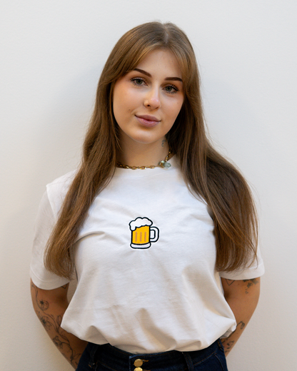 Bavlněné tričko s výšivkou Pivo