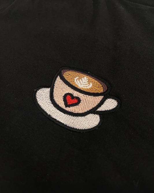 Bavlněné tričko s výšivkou Šálek kávy