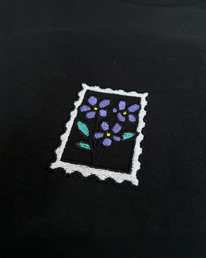 Bavlněné tričko s výšivkou Fialka